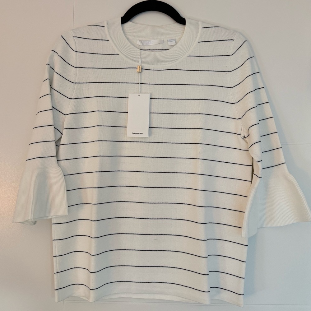 Hugo Boss Cream Boxy Ruffled Blouse